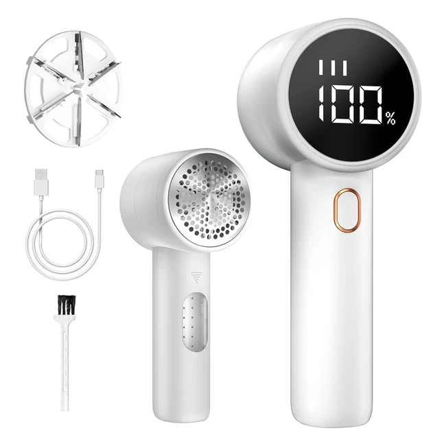 Levapelucchi Elettrico BZGG LCD 3 Livelli Taglia Pelucchi 6 Lame Bianco