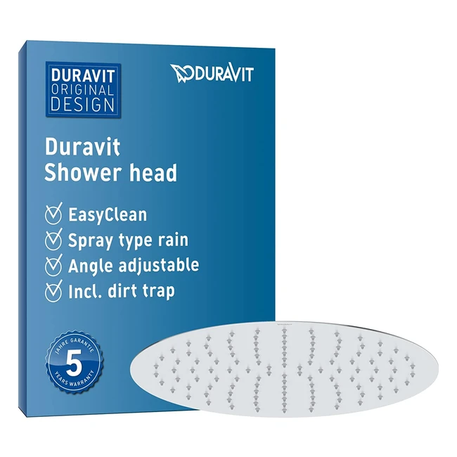 Pommeau de douche Duravit Universal en acier inoxydable - Jet Rain rond 400 mm - Angle réglable - Douche pluie chrom