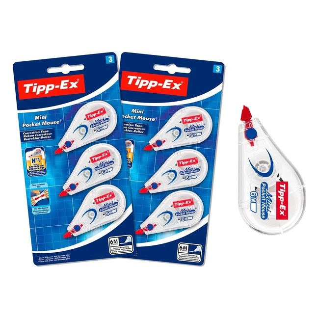 Tippex Korrekturroller Mini Pocket Mouse 6m x 5mm 2er Pack - Präzise Korrektur ohne Wartezeit