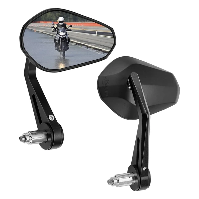 Specchietti Moto Universali E9 - Retrovisore Manubrio Moto 78 22mm - Nero