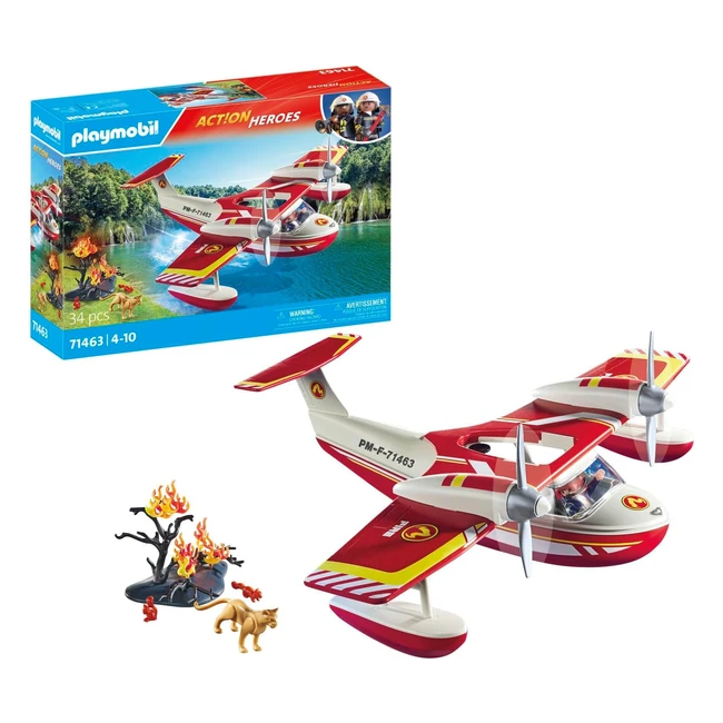 Playmobil Action Heroes 71463 Hidroavin de Bomberos - Misiones de Rescate - Juegos de Rol - Juguetes para Niños