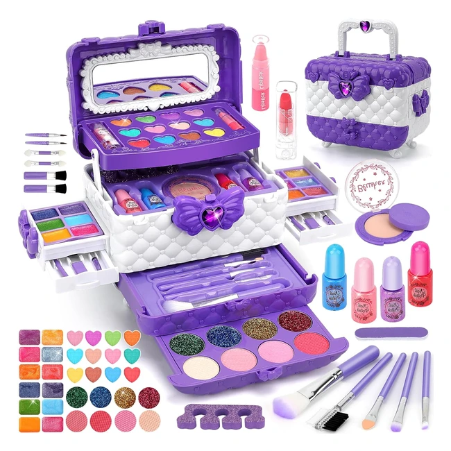 Valigetta Trucchi Bambina 54pcs Lavabile Set Trucchi Bambina - Soddisfa la Curiosità delle Bambine - Sicuro e Lavabile