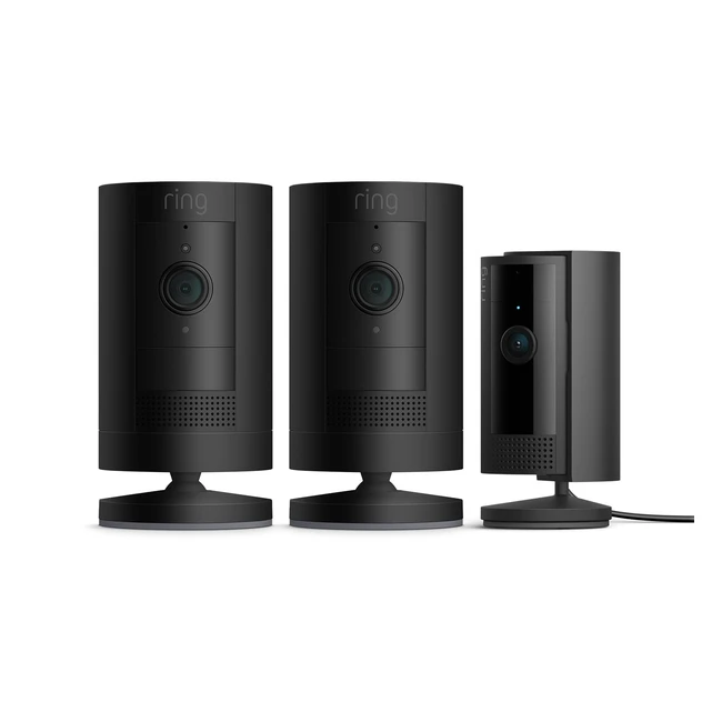 Ring Außenkamera Akku Stick Up Cam 2. Gen | Ring Innenkamera Indoor Camera 2 Gen | Überwachungskamera 1080p HD Video WLAN | Witterungsbeständig | Alexa-kompatibel