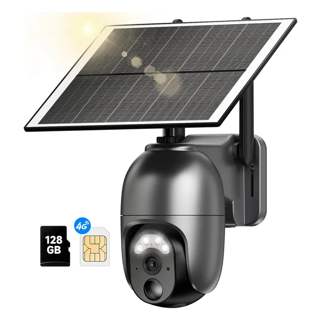 Telecamera Esterno 4G NUASI con SIM 128GB SD 2K 360 PTZ Solare Visione Notturna Audio Bidirezionale PIR IP66