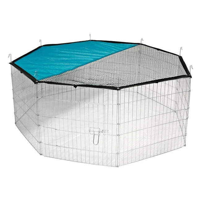 Kerbl Freigehege 8 Gitter verzinkt 143 cm - Einfache Montage & integrierter Sonnenschutz