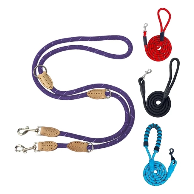 Guinzaglio aitodos da 20 m per cani antistrappo - Linea riflettente viola