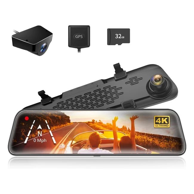 Wolfbox Cámara Coche 2160p Full HD 124K Dashcam Pantalla Táctil Doble Lente170140 Gran Angular Sensor Grabación Bucle