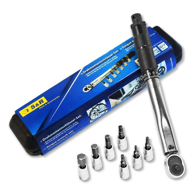 Llave Dinamométrica Bicicletas Motos 14 525Nm 272cm 7 Puntas Allen Torx H10 H8 H6 H5 H4 H3 T25 Acero CRV