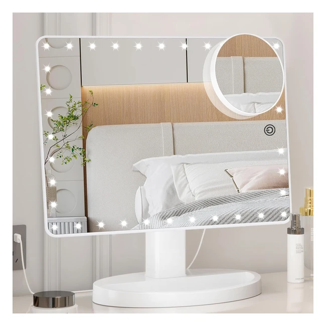 Espejo Maquillaje Grande LED 35 Luces Ajustables 1x10x Fuente Doble