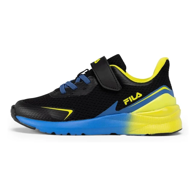 Fila Crusher V Kids - Scarpe da Corsa Unisex - Bambini e Ragazzi - Black Vallarta Blue - Ref. 29EU