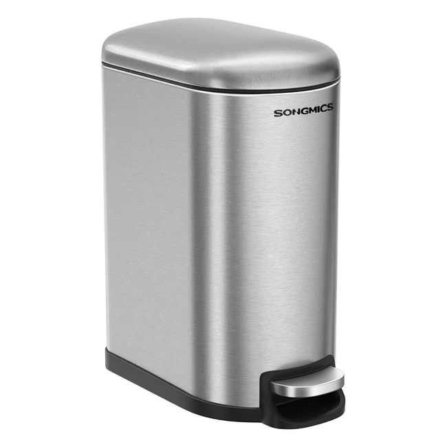Songmics Abfalleimer 10L Metall Kompakt Pedal Silber LTB10NL