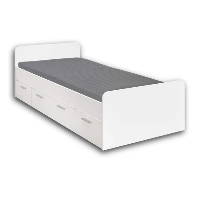 Letto a Coquet Bibo Bianco LHP CA 951655204 cm - Stella Trading - Cassetti su Ruote