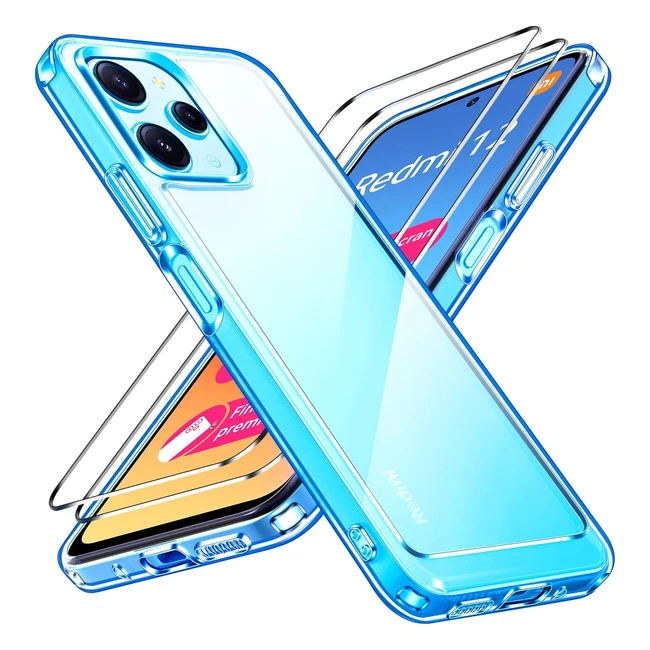 Funda ivoler anti-amarillo Xiaomi Redmi 12 4G 5G + 2 cristales templados