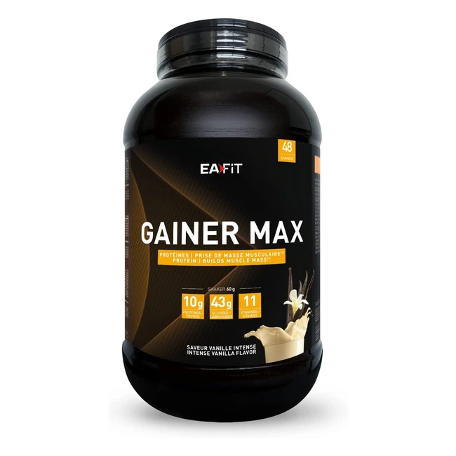 Mass Gainer Eafit Gainer Max 29 kg - Proteine in Polvere - Gusto Vaniglia - Whey - Albume d'uovo - Aumento Massa Muscolare - Proteine Vitamine Carboidrati - 18 Porzioni