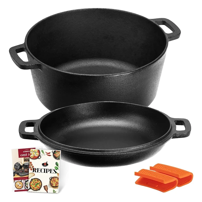 Overmont Olla Holandesa 473 L 5 Quart Cacerola de Hierro Fundido