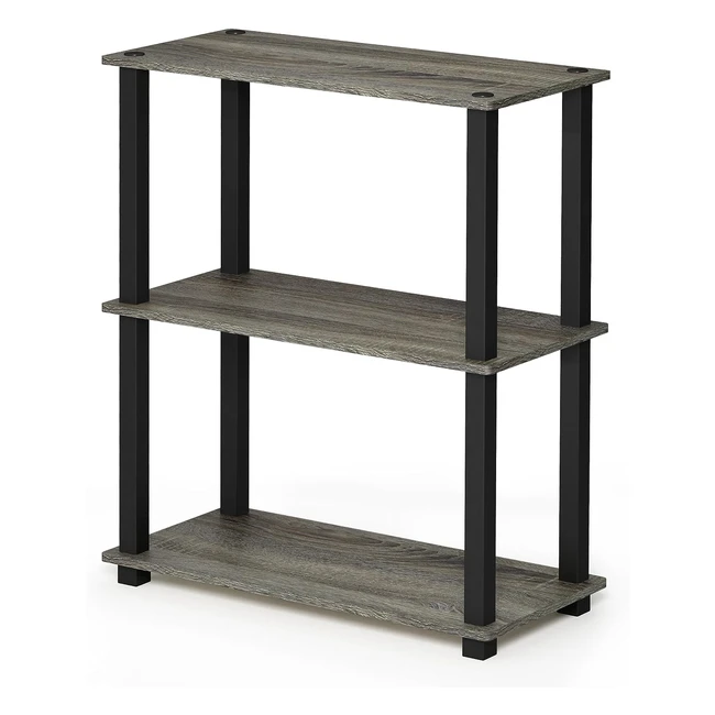 Scaffali Furinno Senza Utensili French Oak GreyBlack - Tubo Rettangolare