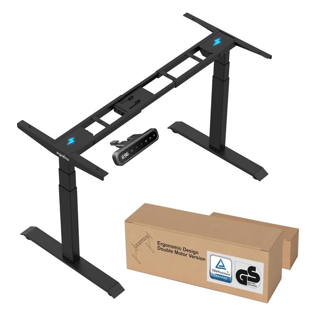 Ergofino Hhenverstellbarer Schreibtisch Gestell - GS-Zertifiziert - 2 Motoren - 3-fach Teleskop - Elektrisch - Hohe Tragfhigkeit - DT30 Pro Schwarz