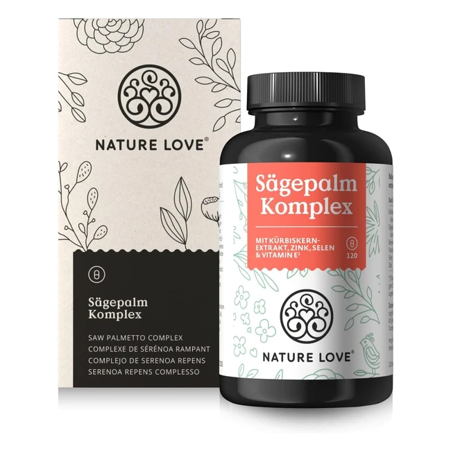 Sägepalmen-Komplex 120 Kapseln - mit Kürbiskernextrakt, Brennnessel-Extrakt, Zink, Selen, Vitamin E - 5 Phytosterole - 2 Monatsvorrat - vegan