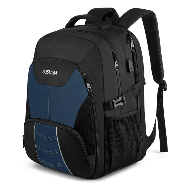 Mochila Hombre Grande 55L 184 Pulgadas USB Antirrobo Impermeable Bolsa Trabajo Diario Viaje Escolar Azul