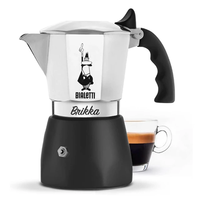 Bialetti New Brikka Moka Jug - Cremiger Espresso - 4 Tassen 170 ml - Aluminium und Schwarz