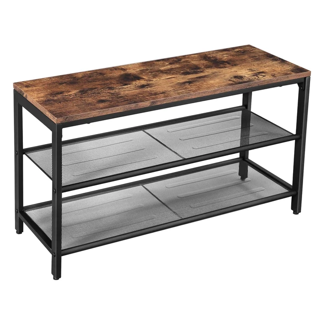 VASAGLE Schuhbank mit 2 Gitterregalen Schuhschrank mit Sitzbank Schuhablage für Eingangsbereich