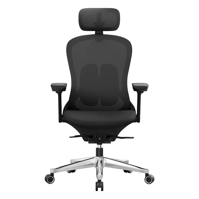 Songmics Brostuhl Schreibtischstuhl Ergonomisch Verstellbar Neigbare Rckenlehne - Belastbar bis 150 kg - Tintenschwarz