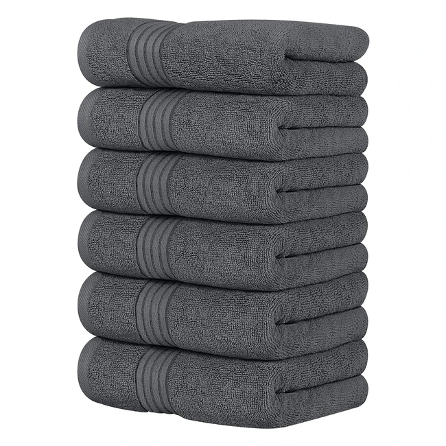 Set 6 Asciugamani Lusso 41x71 cm 100% Cotone Filato Ad Anello Leggeri e Assorbenti