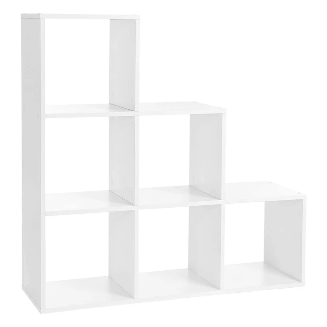 VASAGLE Treppenregal Bücherregal mit 6 Würfeln | Leiterregal als Raumteiler | Standregal für Büro Wohnzimmer Schlafzimmer | Weiß LBC63WT