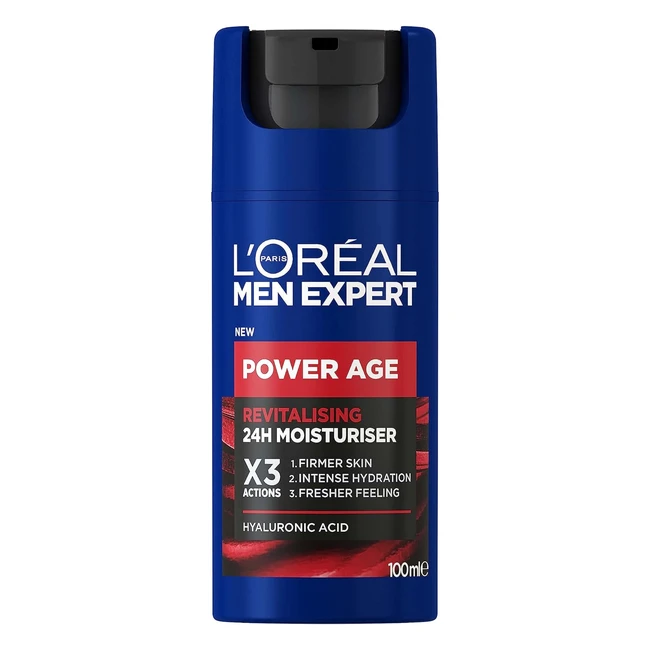 L'Oreal Men Expert Revitalising Daily Moisturiser XL 100ml - Hyaluronic Acid, Anti-Ageing, Hydrates & Reduces Wrinkles