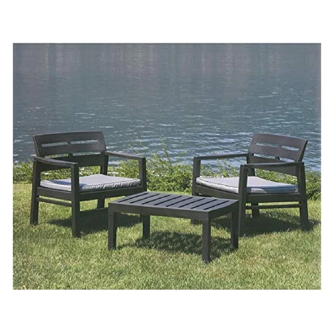 Set Salotto da Esterno Benevento - Poltrone, Tavolino - Made in Italy - Antracite