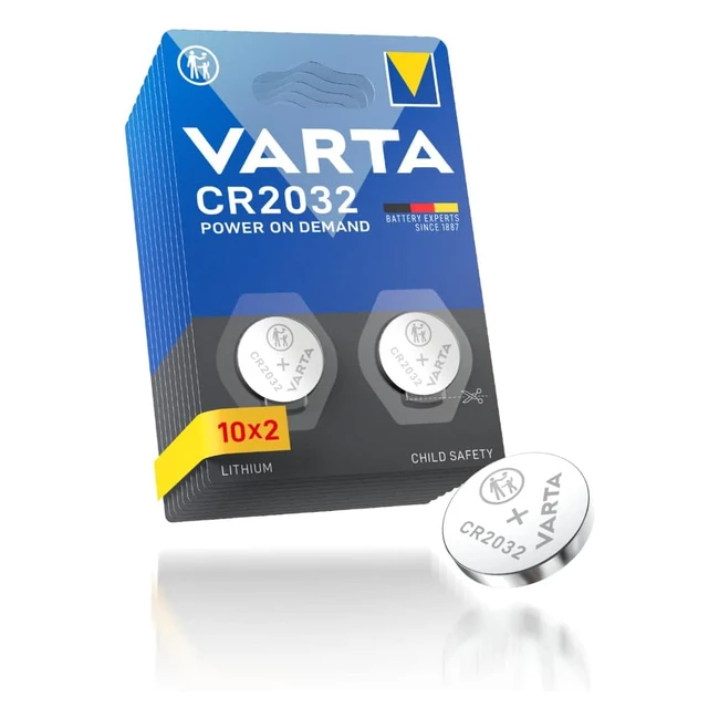 Varta Piles Bouton CR2032 Lot de 20 Power On Demand Lithium 3V