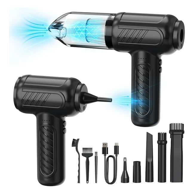 Souffleur Air Comprimé et Aspirateur 2 en 1 - Moteur Sans Balai - 110 000 tr/min - 4000 mAh - LED - Kit de Nettoyage - Bombe Air Sec