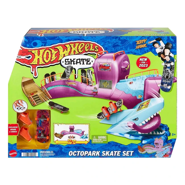 Hot Wheels Parque de Skate Pulpo HMK01 - Juego de Monopatín y Zapatillas para Dedos