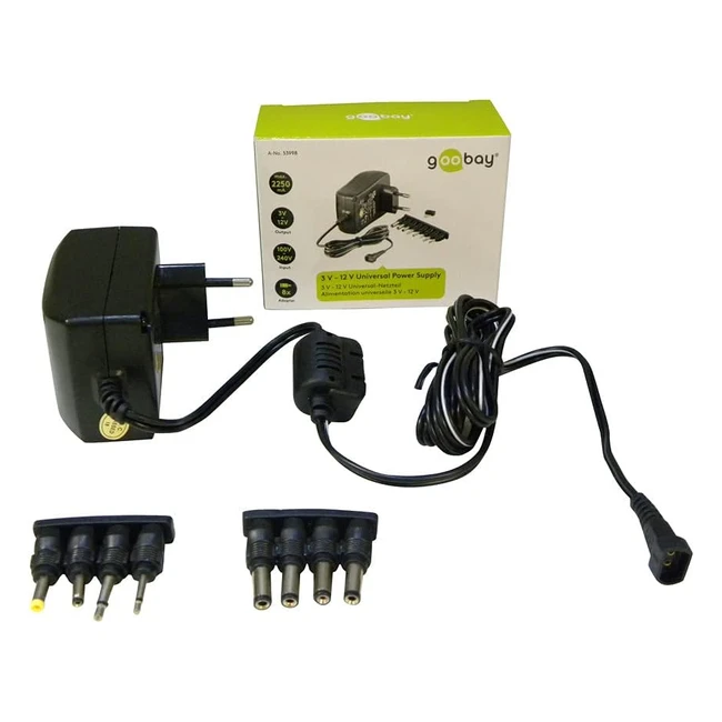 Alimentatore Universale Goobay 53998 3V12V Stabilizzato - 27W Max 225A - Spine DC