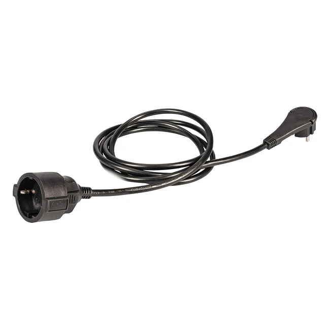 Meister 7432280 Prolunga con Contatto di Protezione Spina Extra Piatta 2m Nero IP20