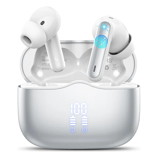 Xinwld Bluetooth Kopfhörer Kabellose Bluetooth 53 In-Ear Kopfhörer mit 4 ENC Geräuschunterdrückung Mikrofon Kabellose Kopfhörer Tiefer Bass Kabellose Ohrhörer 40 Stunden IP7 Wasserdichte Ohrhörer Silber