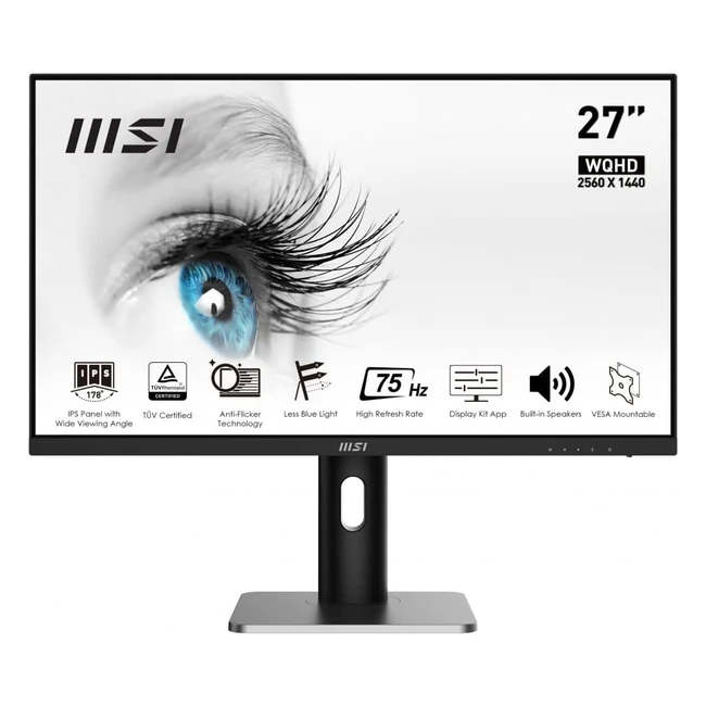 MSI Pro MP273QP 27" WQHD IPS 2560x1440 75Hz Haut-parleurs Intégrés