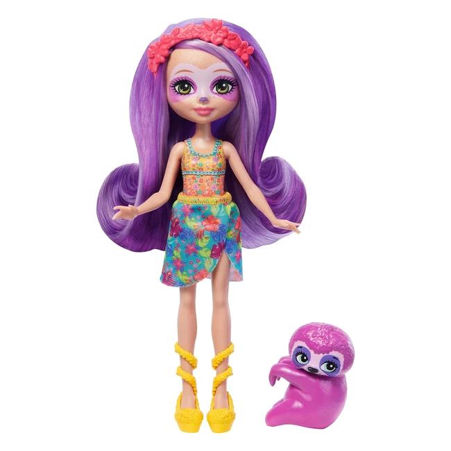 Enchantimals Sunshine Beach Sabindra Paresseux HRX82 - Minipoupée avec Jupe Amovible