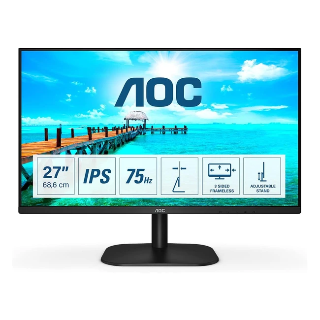 Monitor AOC 27B2DA FHD 27 pollici IPS 1920 x 1080 75 Hz Nero