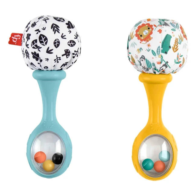 Maracas FisherPrice Set 2 Sonaglino Motivi Contrasto Suoni Divertenti Gioco Sensoriale Bambini 3 Mesi HMF34