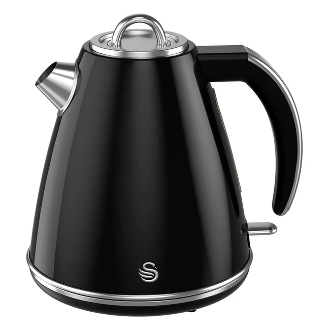 Swan SK19020BN Retro Jug Kettle 1.5L 3kW Black - Fast Boil & Easy Pour