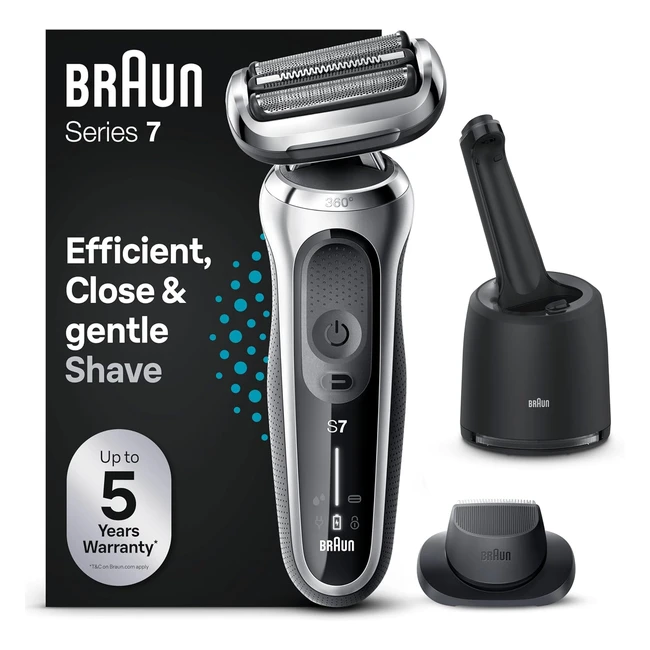 Braun Series 7 71S7200CC Rasoir Électrique Homme Flex Technologie Wet Dry Rechargeable Sans Fil Argent