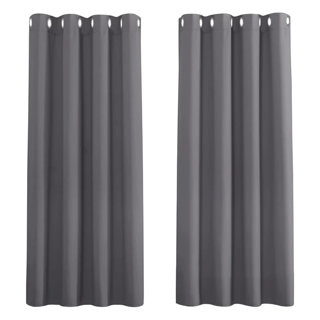 Pony Dance Grey Blackout Curtains 54" Drop Thermal Drapes - 2 Panels W46 x L54 Gray