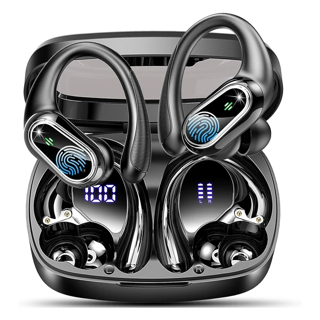 Cuffie Bluetooth Sport Auricolari Wireless HD Mic Stereo 50 Ore Ricarica Rapida IP7 Impermeabile Display LED