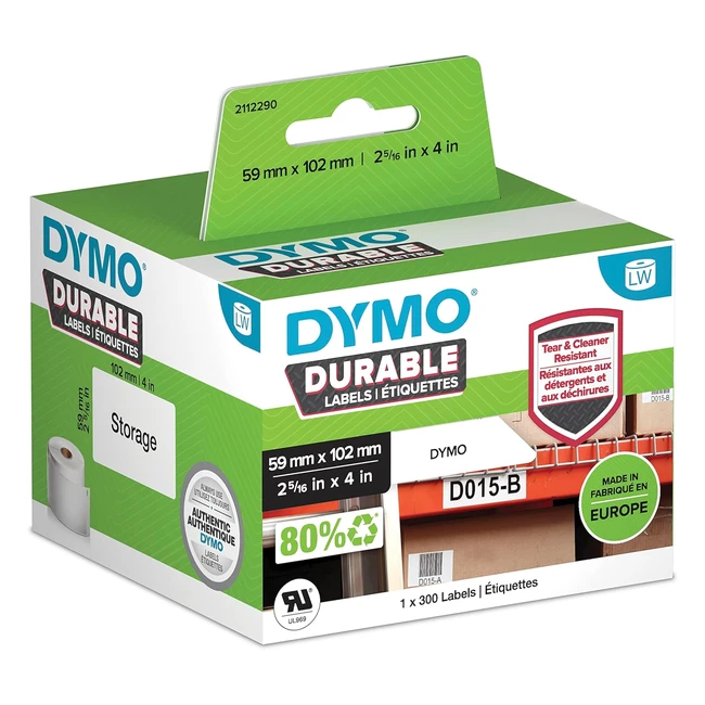 Dymo Rouleau 300 Étiquettes LabelWriter Durable Noir Blanc 59 x 102 mm