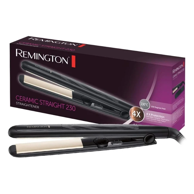 Remington Plancha de Pelo Ceramic Slim S3500 - Placas Flotantes Extralargas - Cerámica Antiestática - Turmalina - Capa Protectora Teflón - Temperatura 230°C