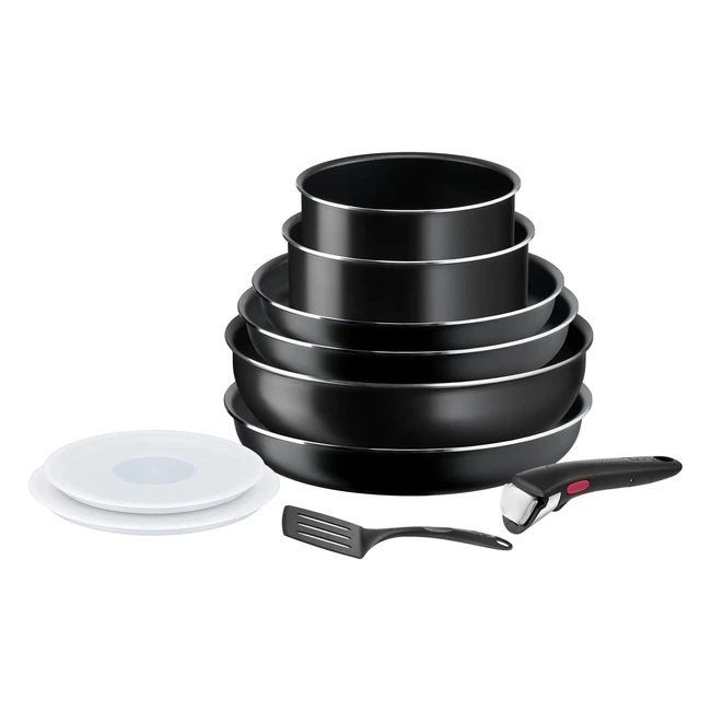 Tefal Ingenio Batterie de Cuisine 10 pcs - Poles Casseroles Wok Couvercles - Induction - Revêtement Antiadhésif - Empilable - Lave-vaisselle - Fabriqué en France - Easy On L1599802
