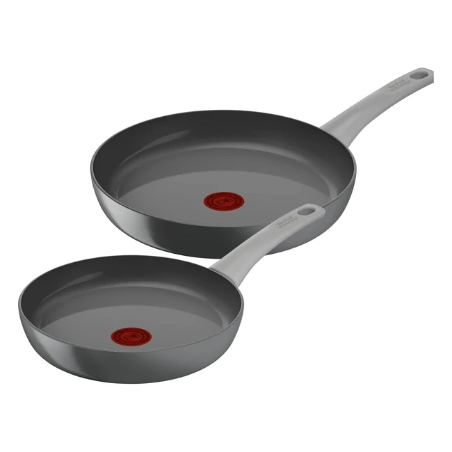 Tefal Renew On Lot de 2 Poêles Gris 24/28 cm - Revêtement Antiadhésif Céramique - Induction - Thermosignal - Ecoconception - Cuisson Saine