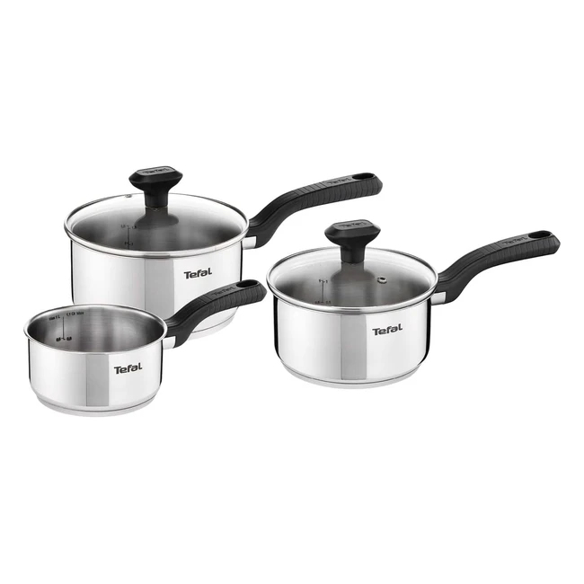 Tefal Comfort Max - Lot de 3 Casseroles 14/16/18 cm - Induction - Inox Haute Qualité - Poignées Thermoisolées - Garantie 10 ans