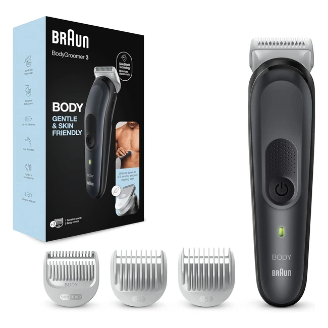 Braun Body Groomer 3 - Rasoio Elettrico Corpo Uomo BG3350 Nero e Grigio